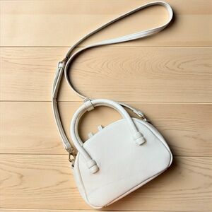 Anthropologie White Mini Top Handle Crossbody Bag – Gold Hardware